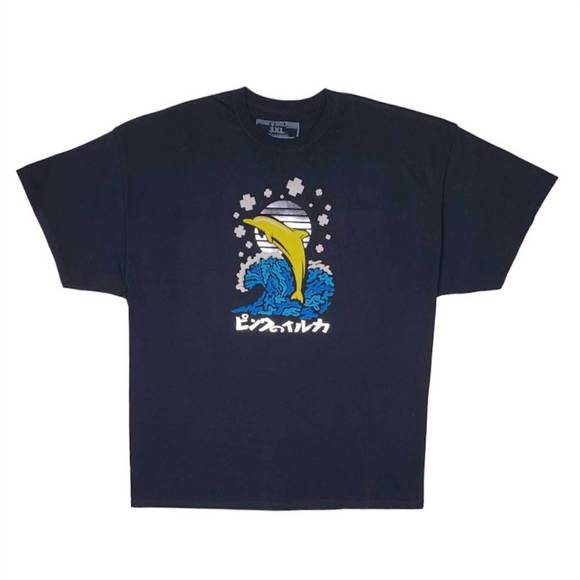 NEW PINK + DOLPHIN men's dolphin t-shirt in black - Picture 1 of 2